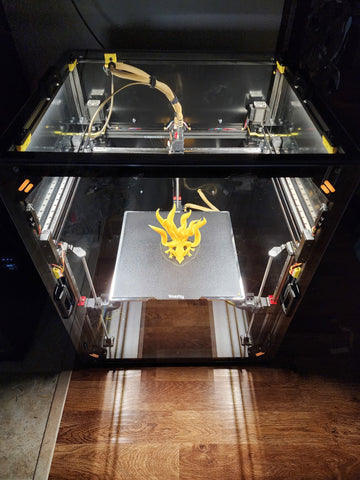 RatRig V-Core 4 3D Printer lit up in the dark